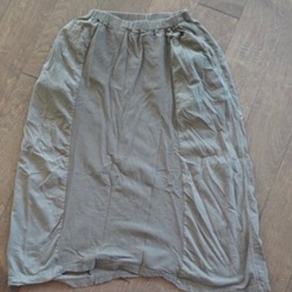 Plantation by Issey Miyake Paneled Pull On Midi Skirt Green Womens Size Medium